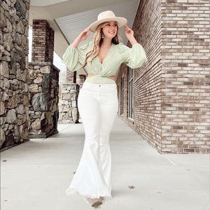 Saints and Hearts Bell Bottoms